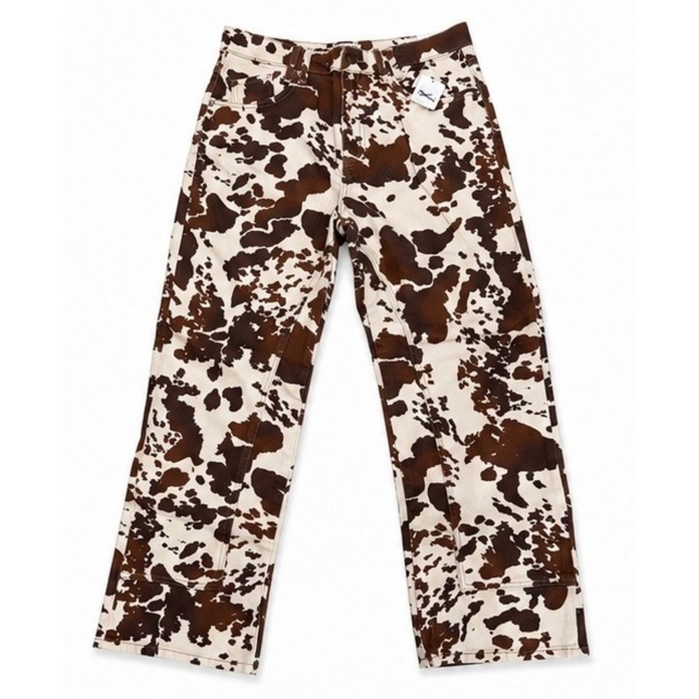 Free People We The Free Risk Taker High Rise Straight Jeans Cow Print Sz: 30 NWT - Picture 5 of 8